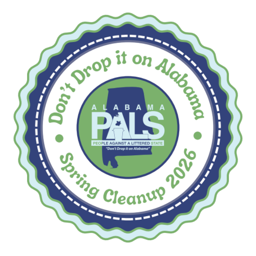 Coastal Cleanup Graphic shows text in circle 'dont drop it on alabama. Spring Cleanup 2026'