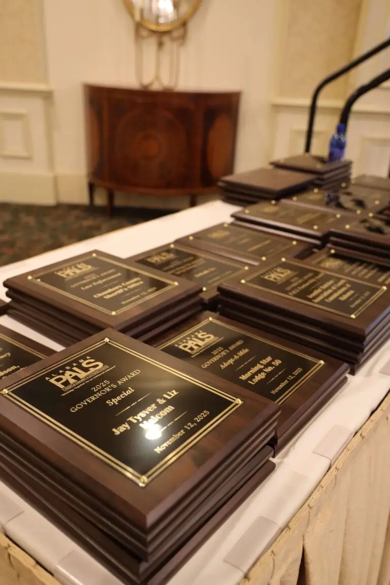 Plaques at the 2025 Alabama PALS Governor's Awards