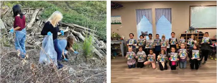 Students and teachers participating in the Clean Campus program