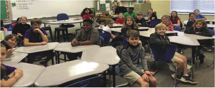 Children in Rockwell Elementary participating in the Clean Campus program