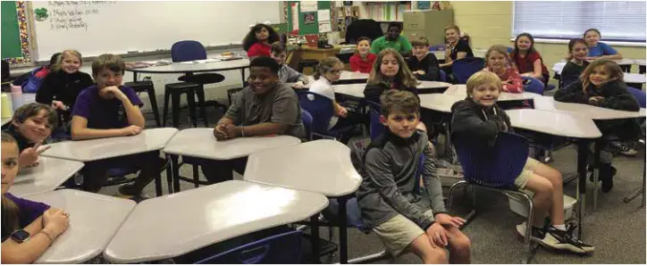 Children in Rockwell Elementary participating in the Clean Campus program