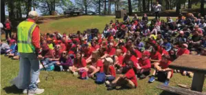 Students listening to John Thompson with the Lake Martin Resource Association.