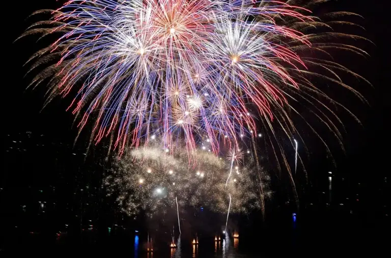 Red, white and blue fireworks